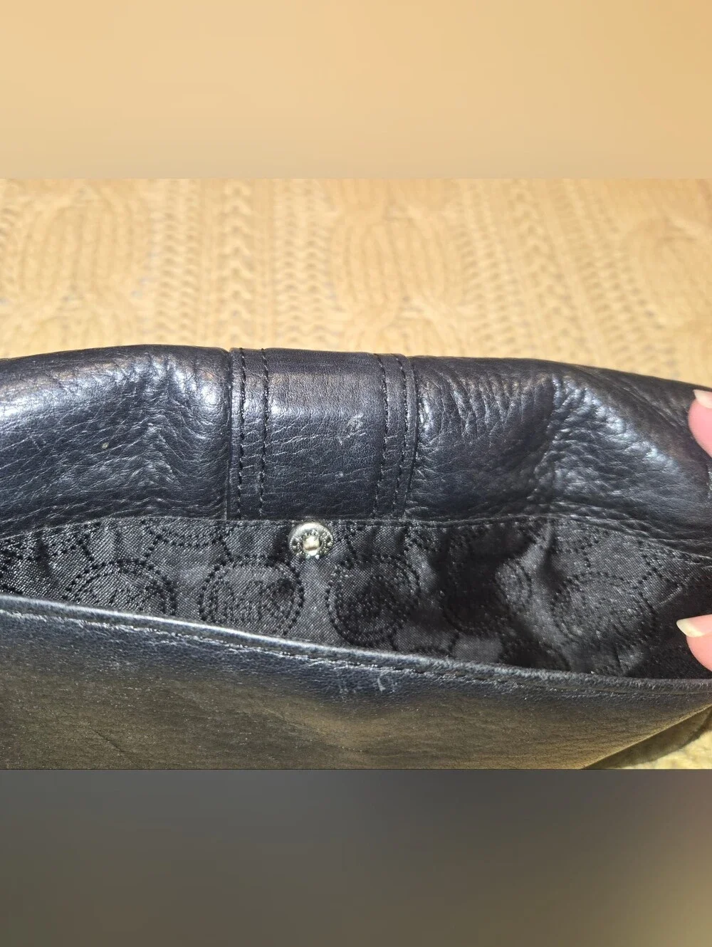 Michael Kors Black Leather Wallet with Silver-Tone Lock